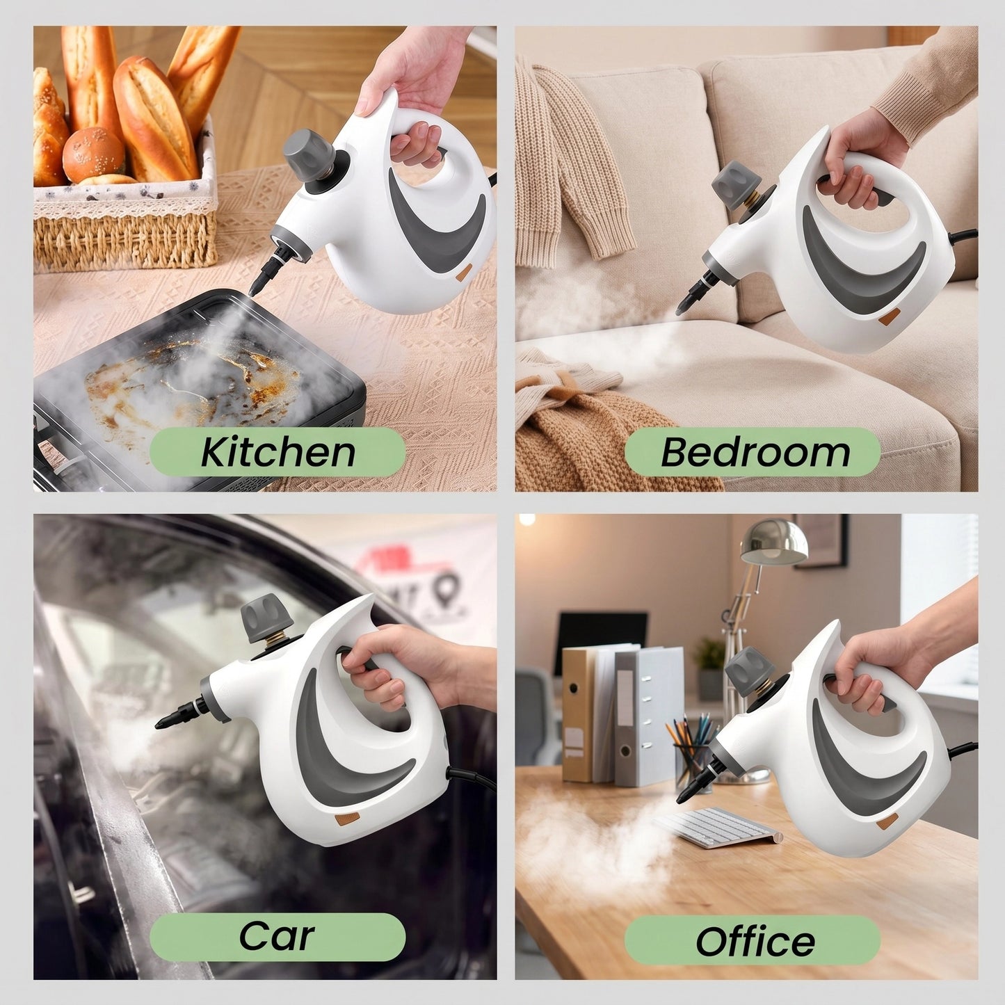 High-Pressure Steam Cleaner with 12 Accessories & Detachable Brush Head