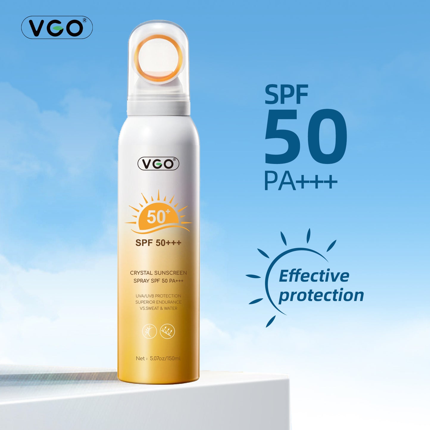 Crystal Sunscreen Spray SPF 50 PA - 150ml Waterproof Body Sun Protection