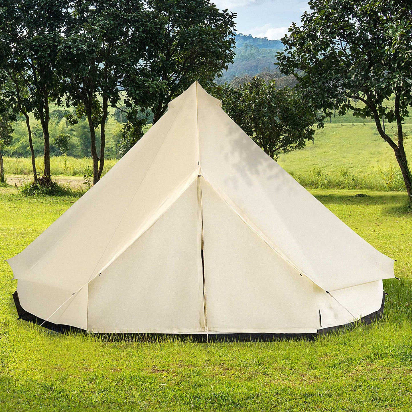 10-Person Large Waterproof Camping Tent - Beige Teepee Style