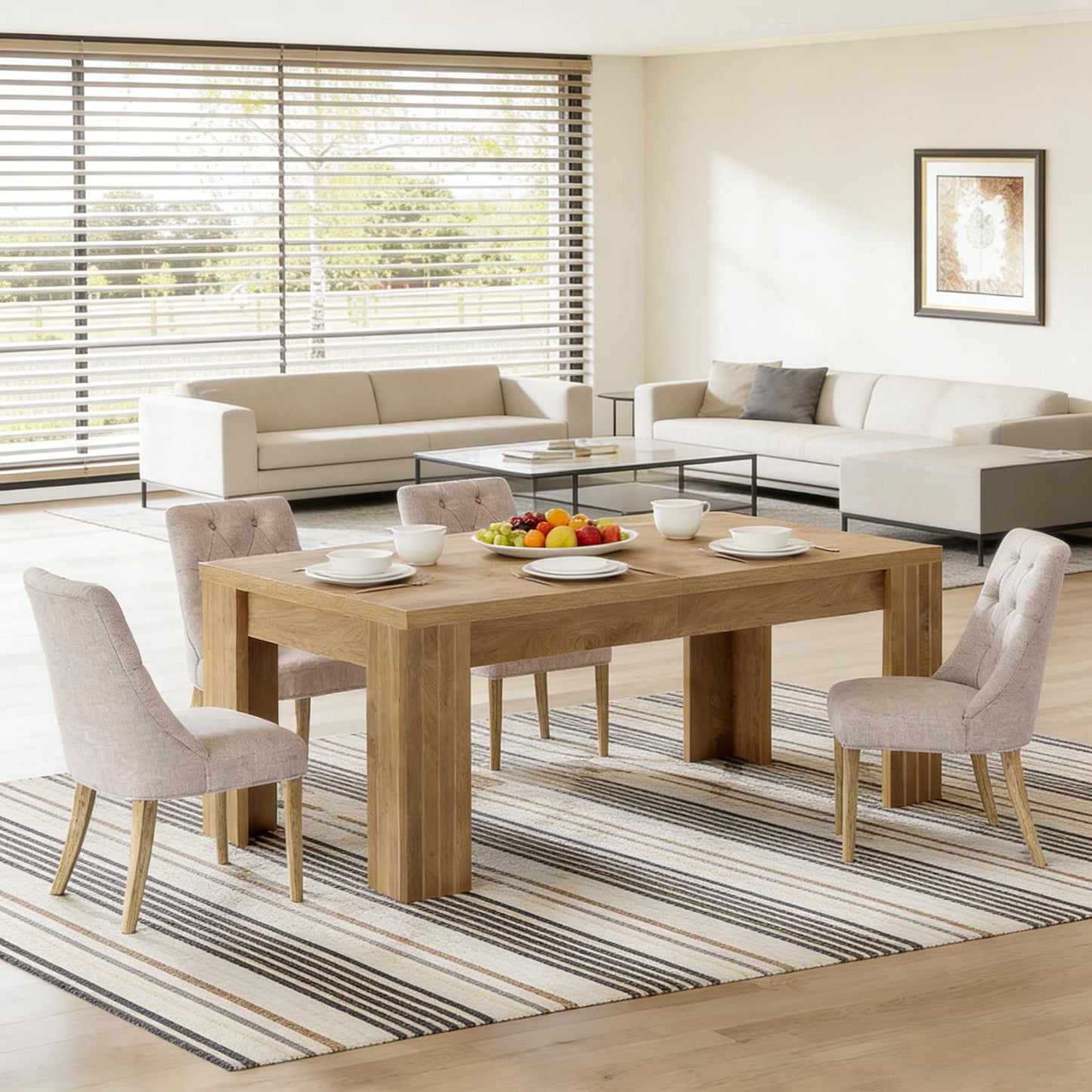 Spacious Farmhouse Dining Table - Vintage Brown Finish