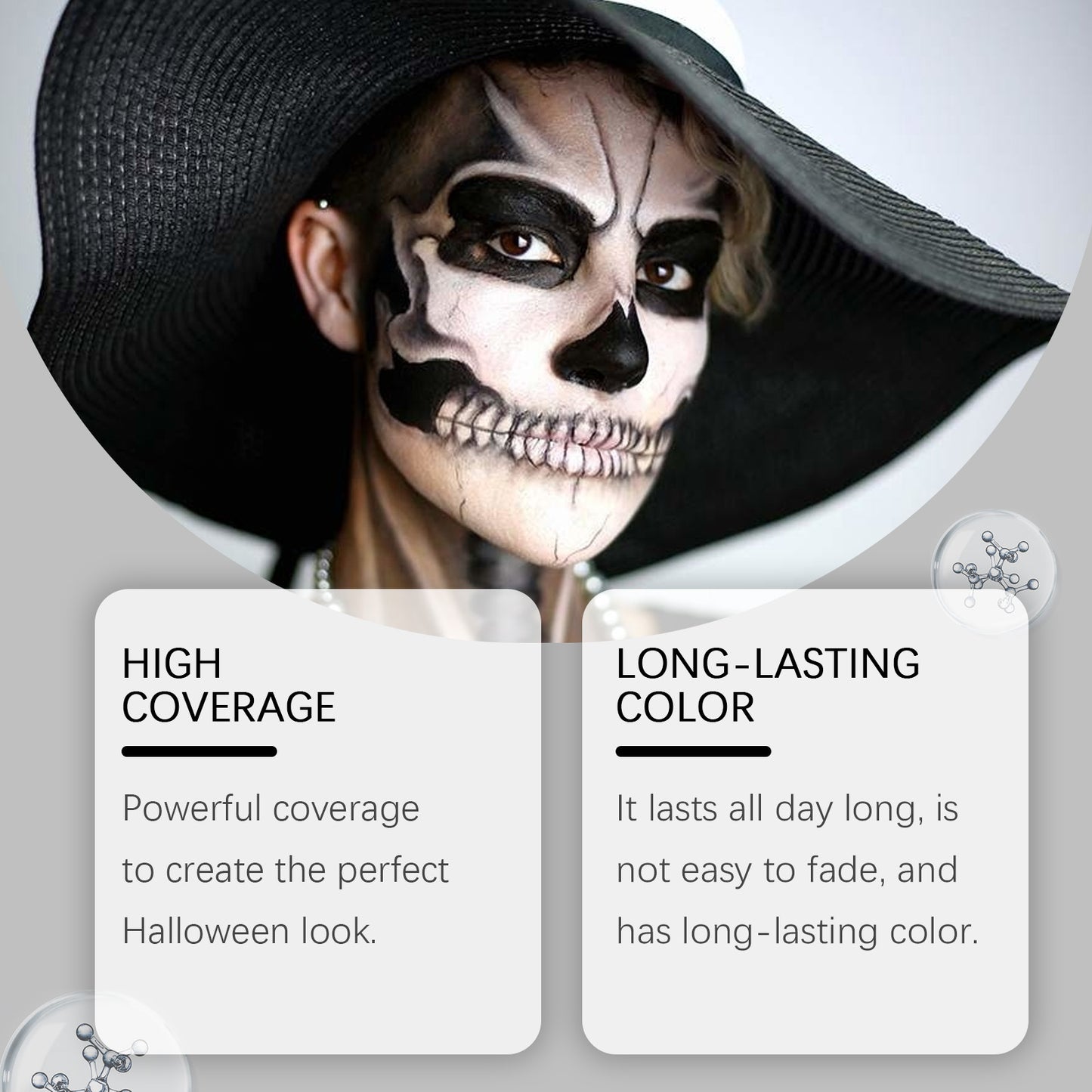 Black and White Liquid Face & Body Paint Set - Halloween Makeup Kit
