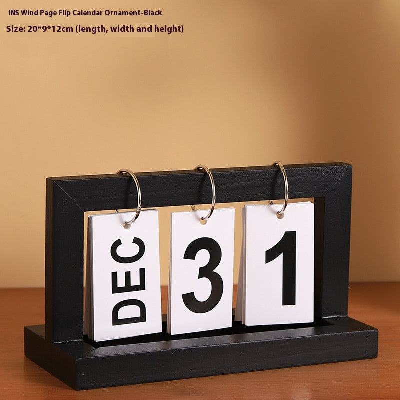 Wooden Calendar Office Desk Decor - Wind Flip & Perpetual Styles for Home & Study