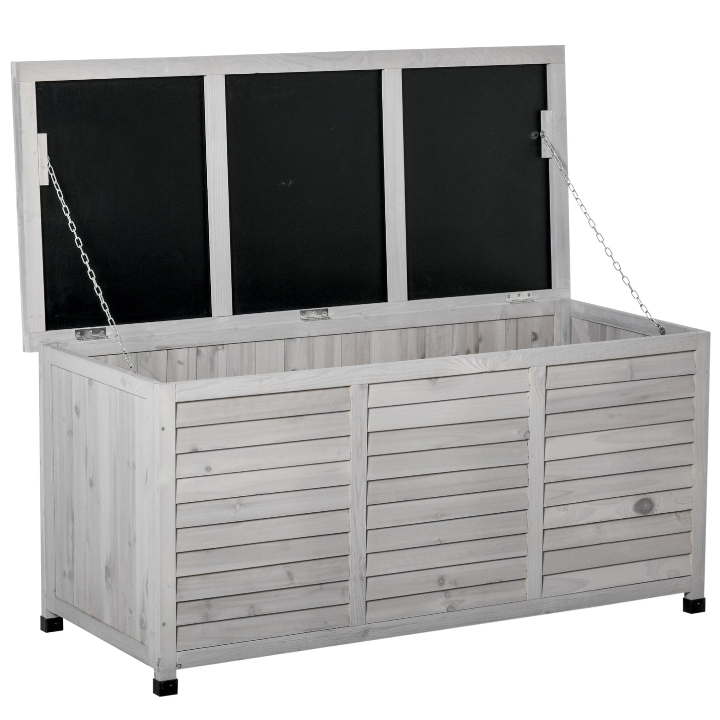 75 Gallon Wooden Deck Storage Box - Outdoor Weatherproof Garden Tool Chest