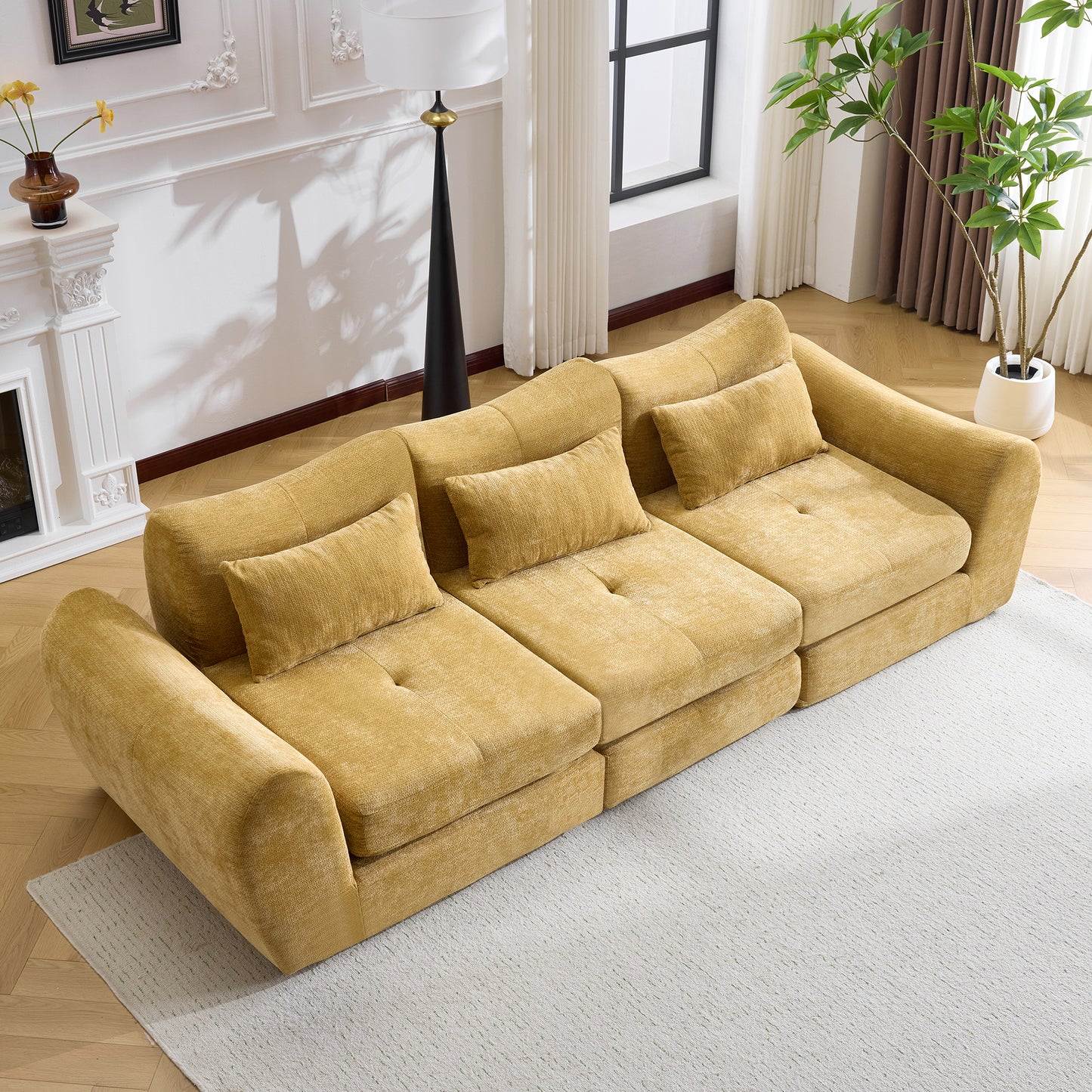Modular Cloud Sofa Bed - Convertible Sectional Sofa in Yellow