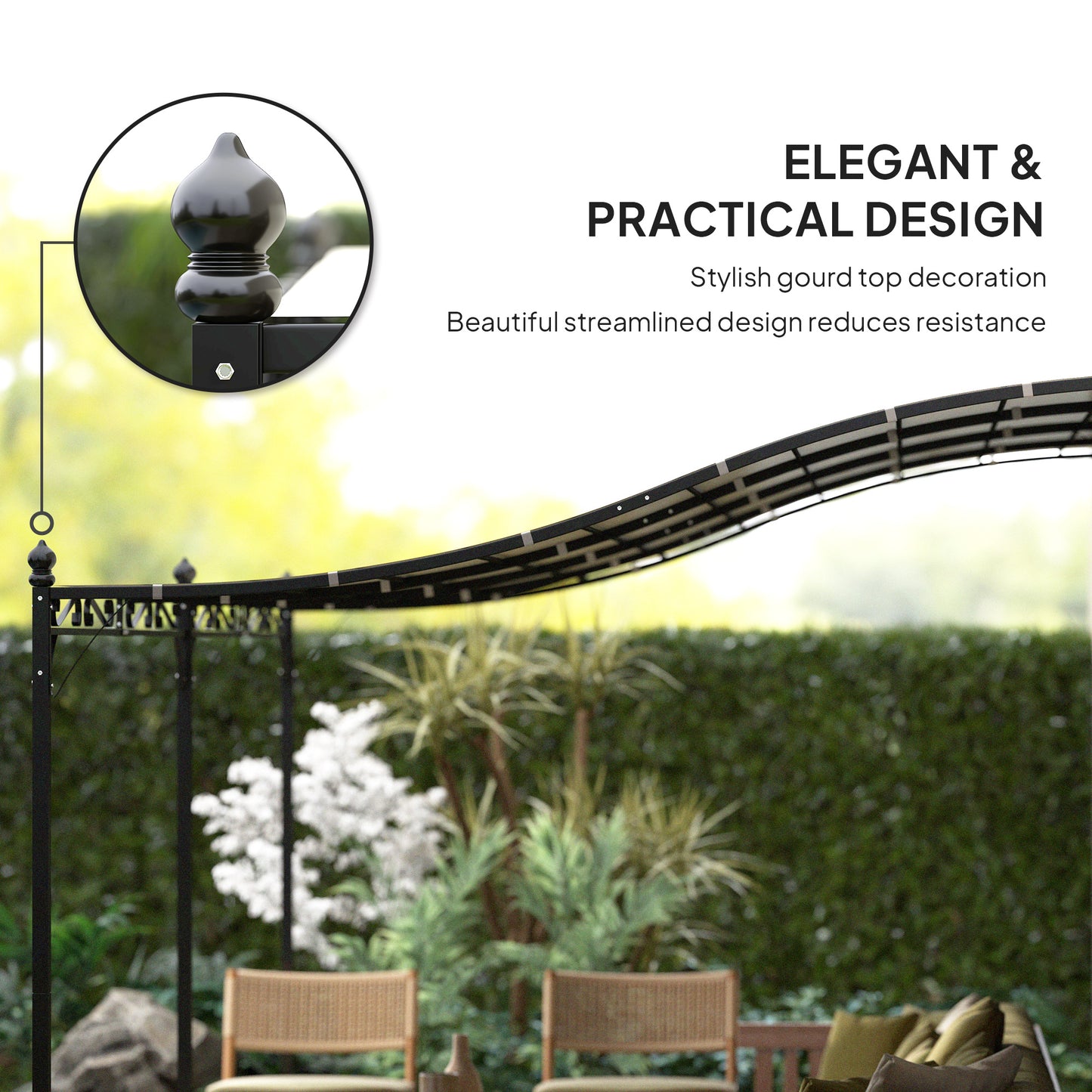 Outdoor Metal Pergola Canopy with Drainage Holes - Cream White