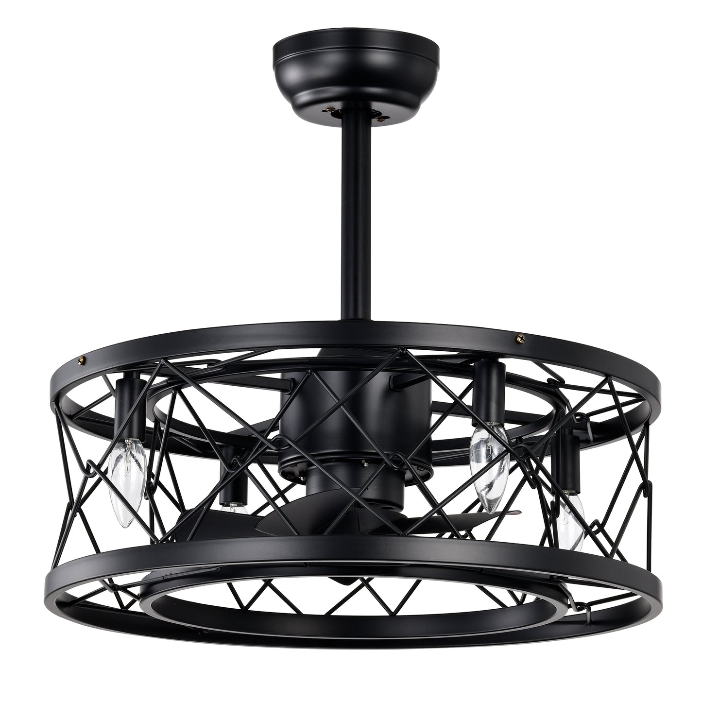 20'' Modern Enclosed Ceiling Fan - Low Noise, Matte Black