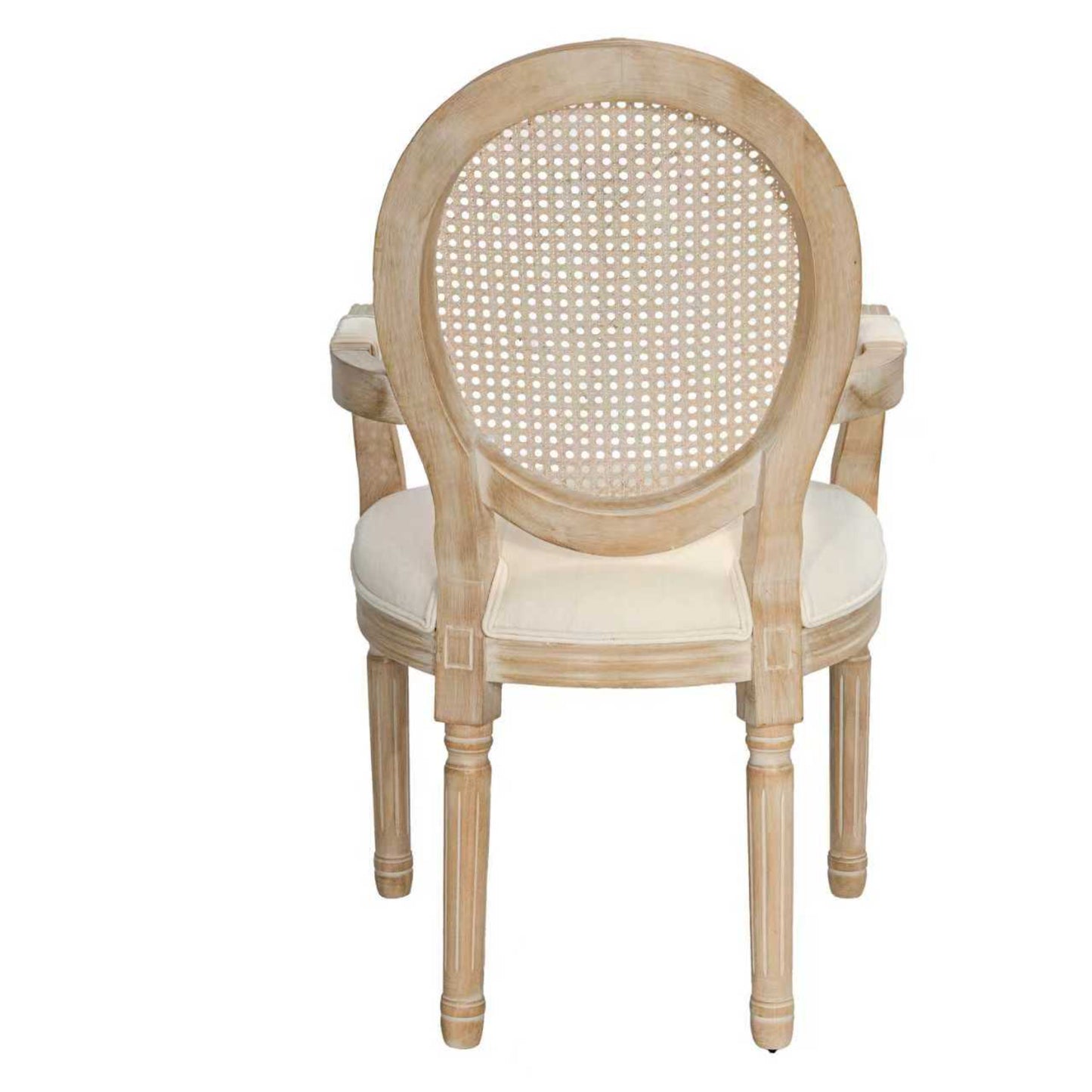 French Country Dining Armchair Set of 2 - Beige Upholstered Chairs
