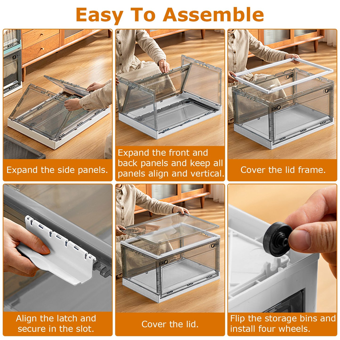 Foldable Storage Bins - Collapsible Organizer with Wheels