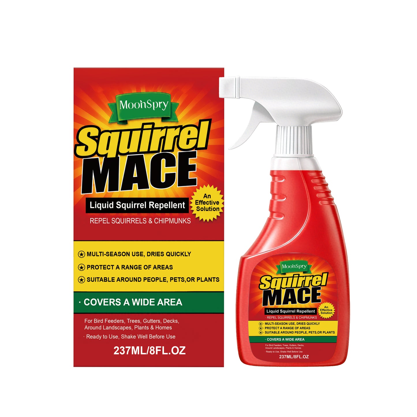 Liquid Squirrel Repellent 237ML Natural Wildlife Deterrent with Citronella & Peppermint