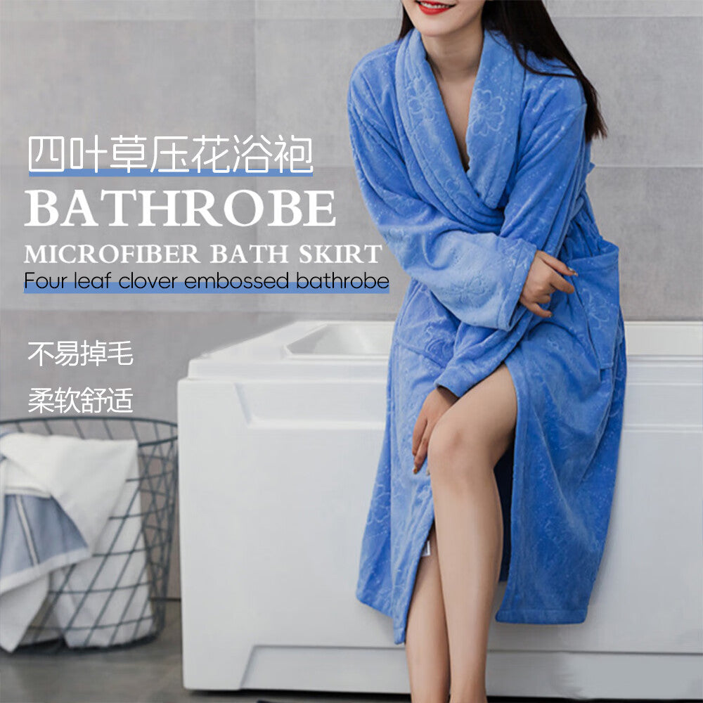 Plus Size Bathrobe with Tie | Coral Fleece Lounge Sleepwear for Women