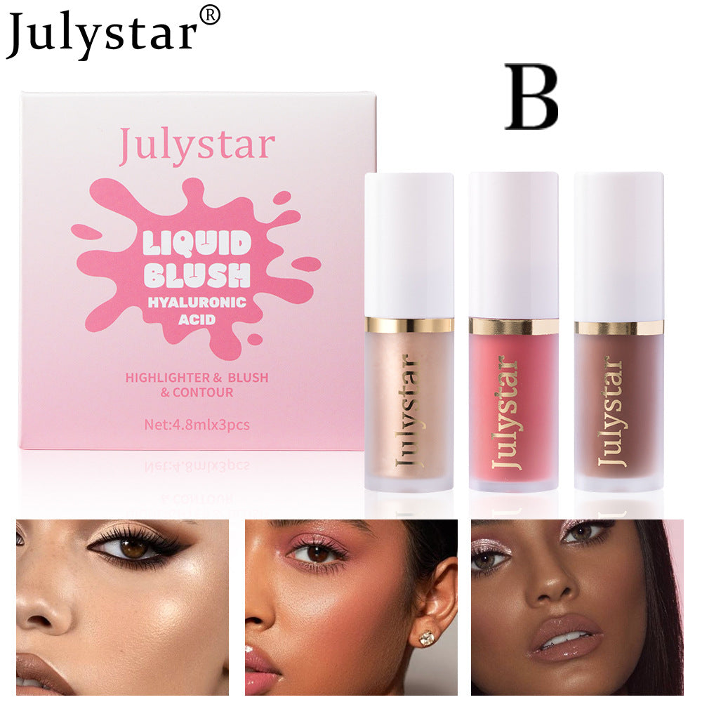 Long-Lasting Facial Blush and Pearly Lip Gloss Makeup Set