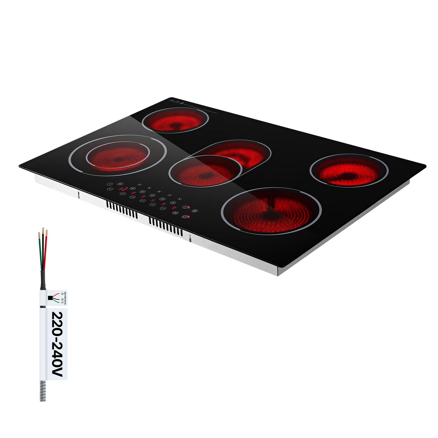 30-Inch 5-Burner Electric Cooktop 8900W Ceramic Built-In Stove with Touch Control, Timer & Child Lock
