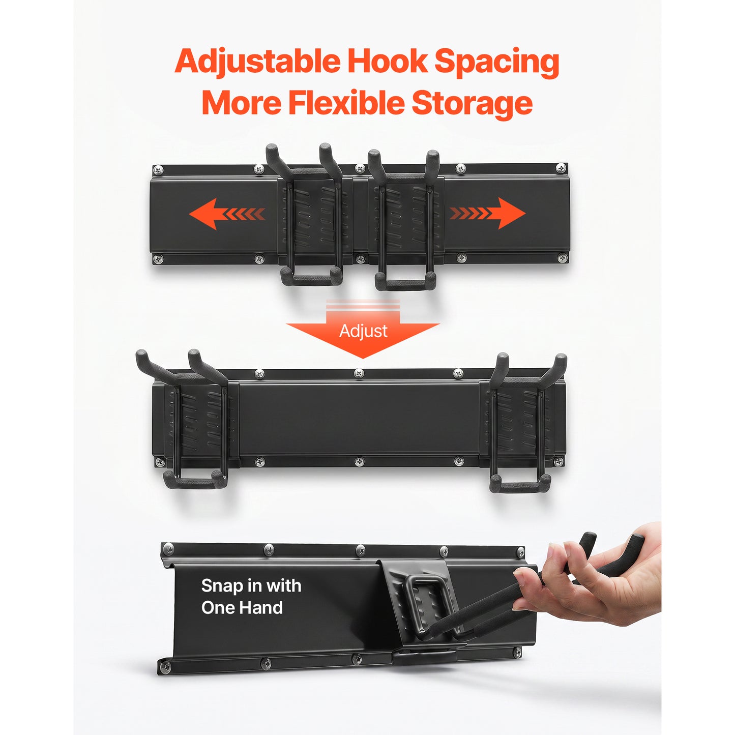 Garage Tool Organizer Wall Mount 49.5 Inch Heavy Duty Storage Rack with Hooks