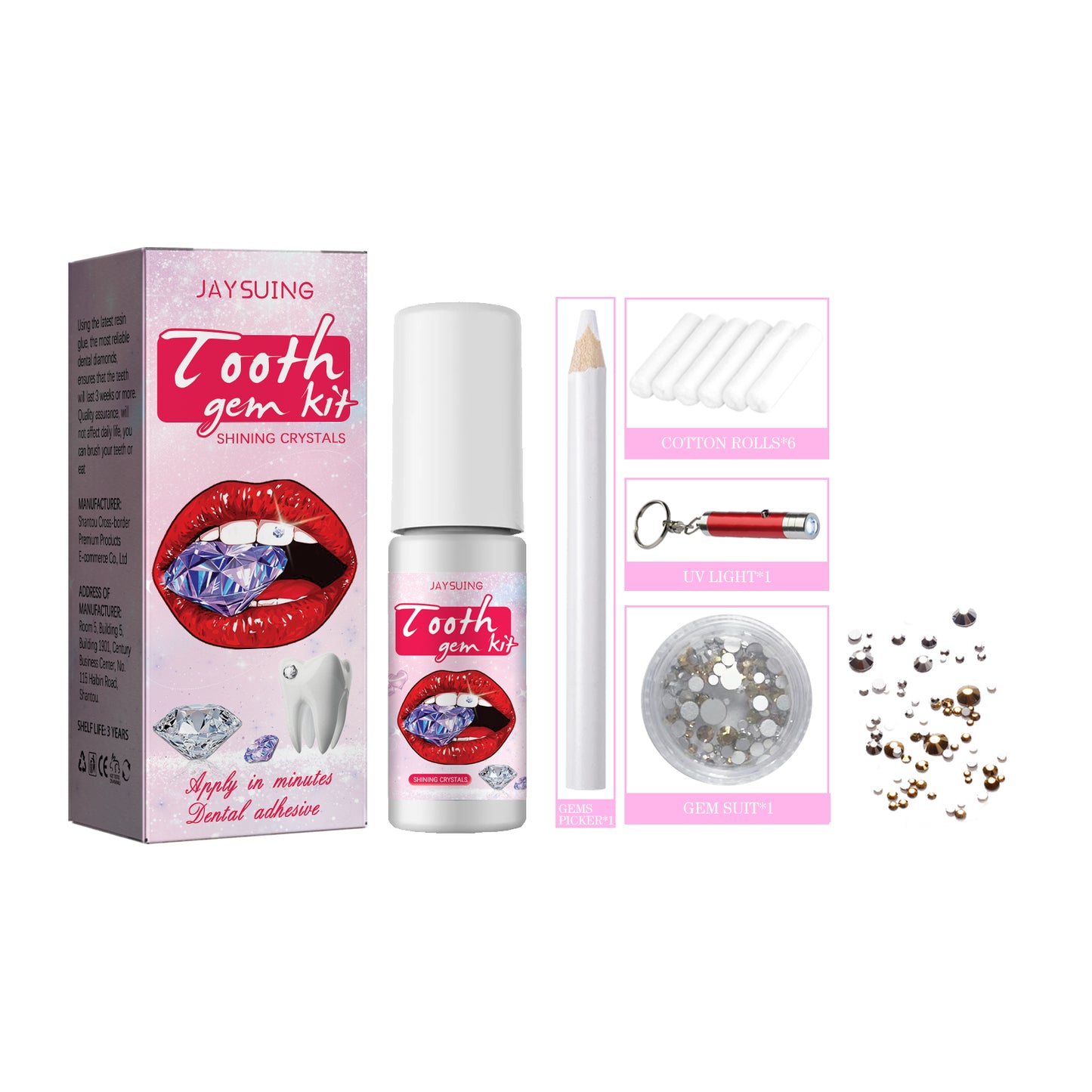 Professional DIY Tooth Gem Kit with Resin Glue and Dental Crystals