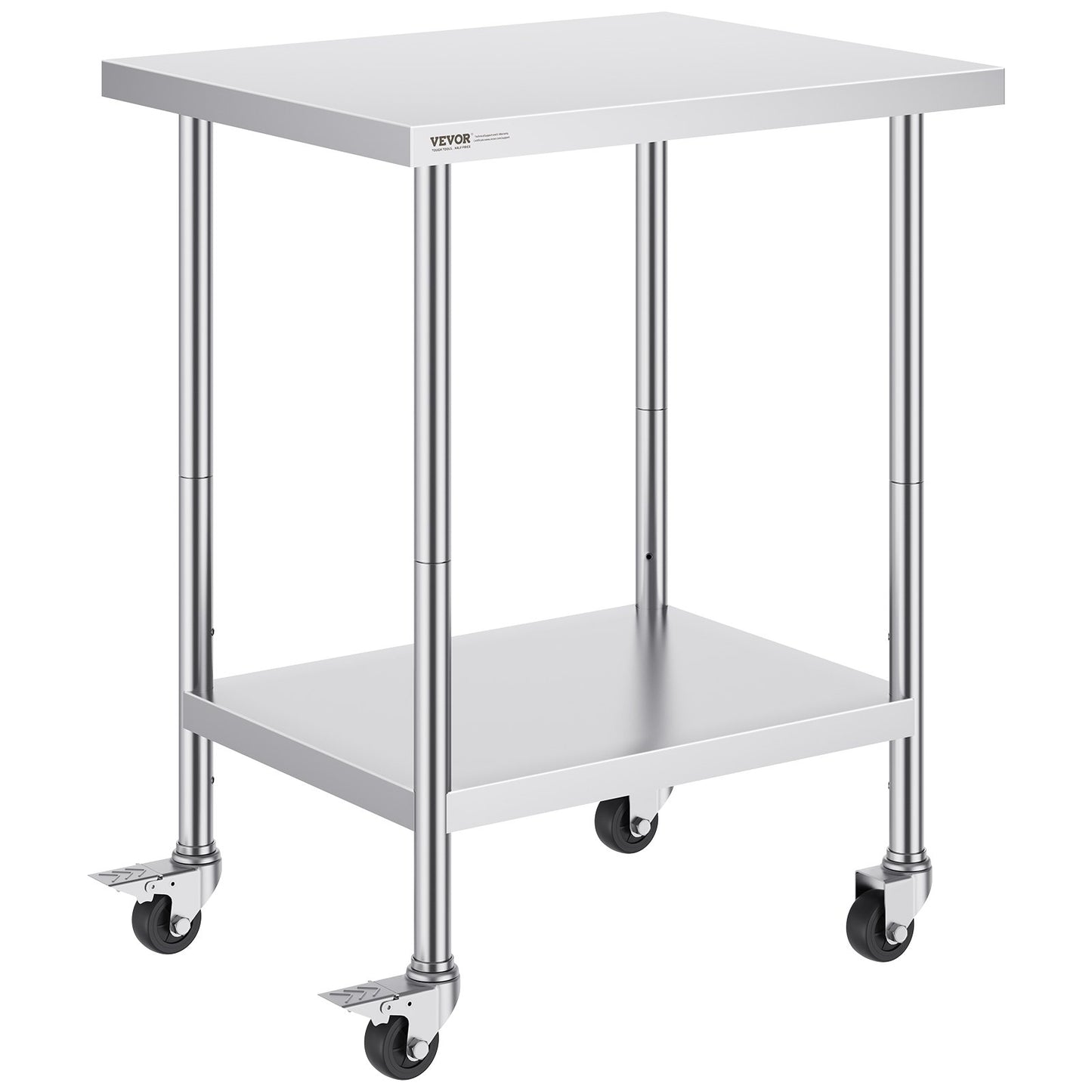 Heavy Duty Stainless Steel Work Table with Adjustable Height - 24x30x38 Inch