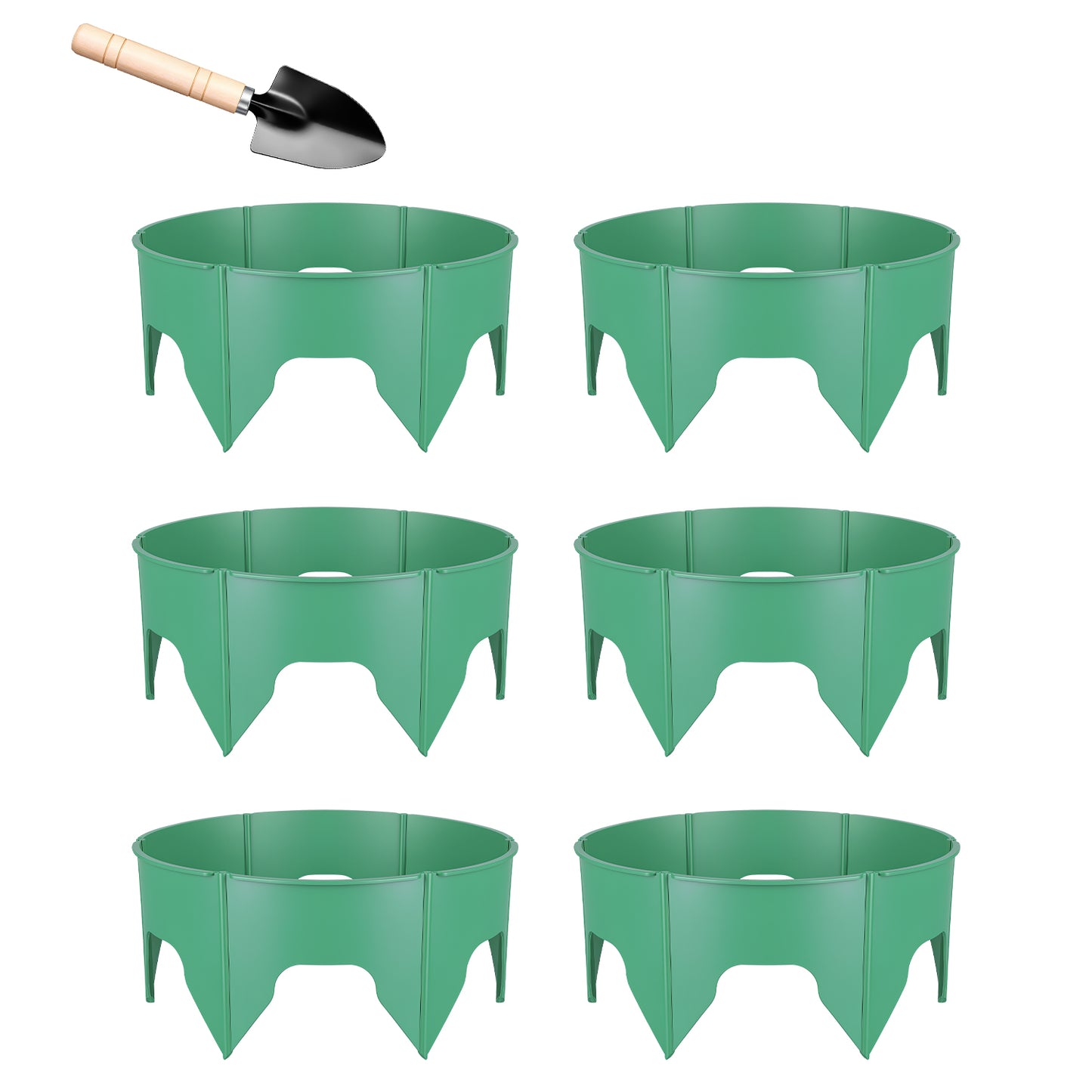 Adjustable Garden Planting Grow Rings Set with Hand Shovel - 6 or 12 Pieces