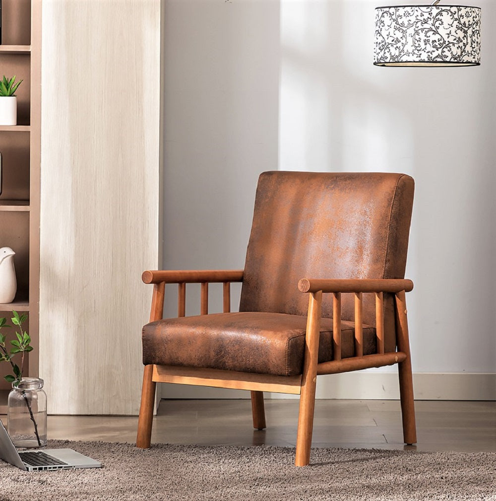 25 Wide Classic Mid-Century Modern Arm Chair, Light Brown