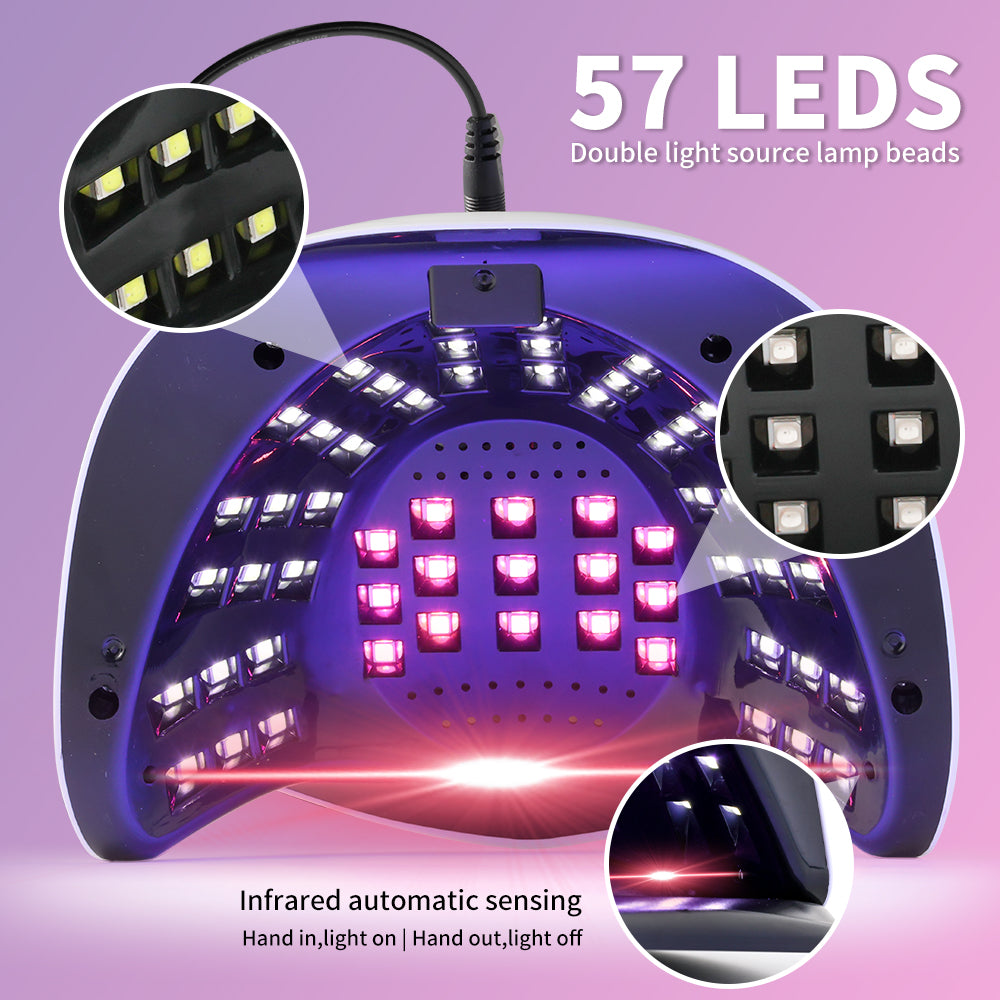 Professional UV LED Nail Lamp - 57-Bead Fast Curing Dryer with Auto Sensor