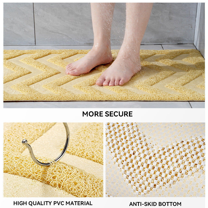 Non-Slip Waterproof Bathroom Floor Mat - 45x75cm, PVC, Multiple Colors
