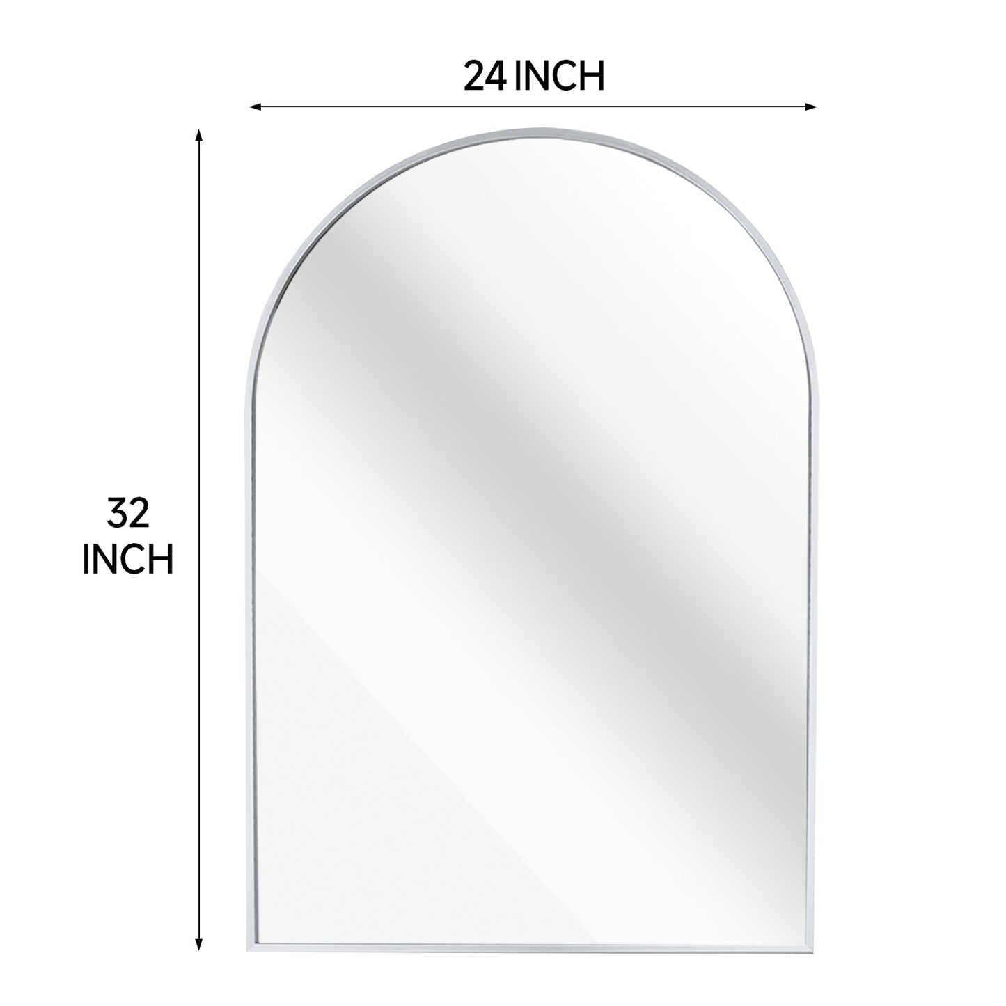 24x32 Inch Arched Silver Metal Framed Wall Mirror