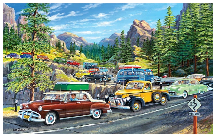 Holiday Traffic Digital Oil Painting - Festive Home Decor Wall Art