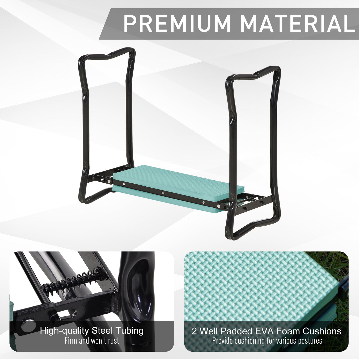 Garden Kneeler and Seat Bench - Foldable Padded Garden Stool in Green