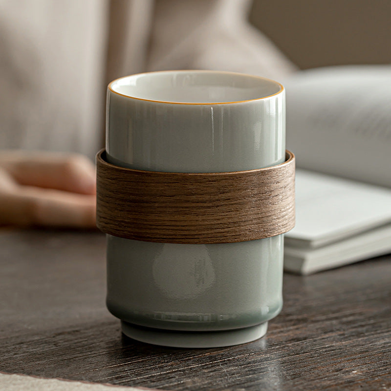 Minimalist Ice Gray Ceramic Drinking Cup 350ML - Chinese Style Home Kitchen