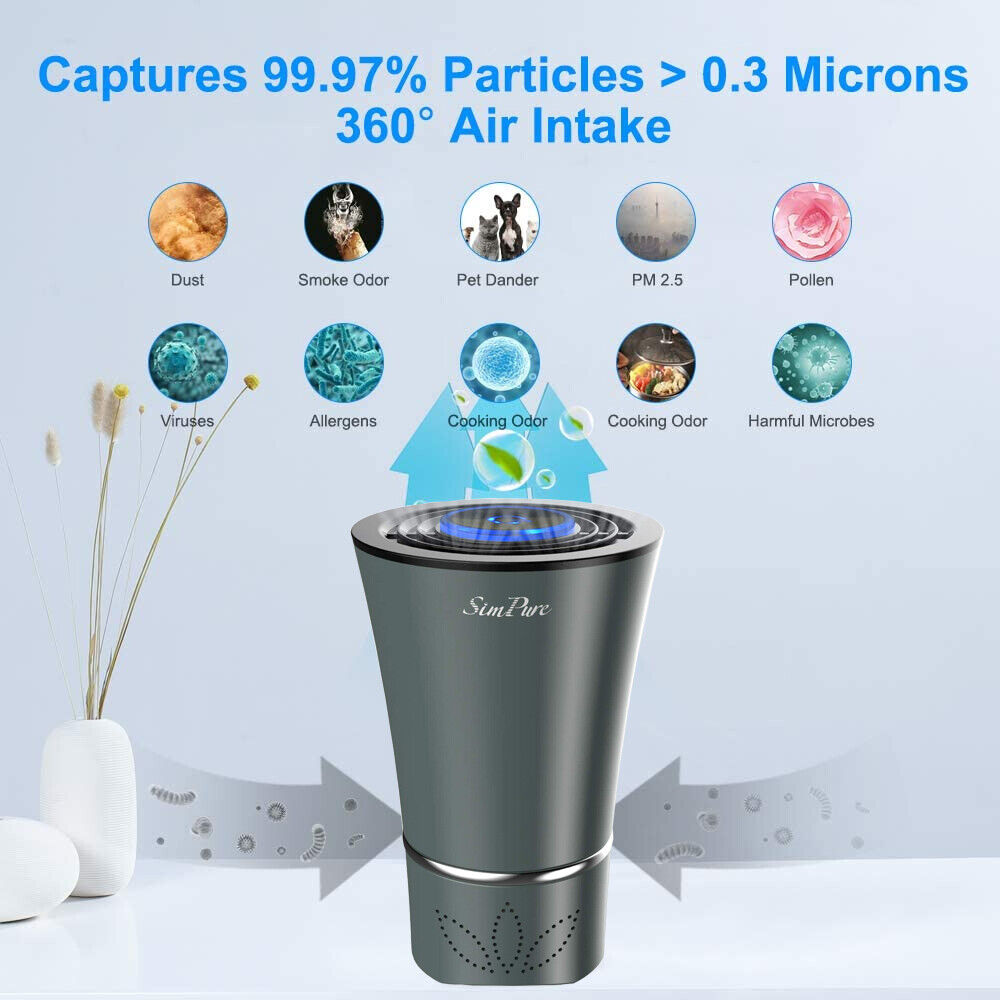 Portable HEPA Air Purifier for Home & Office - USB Charger