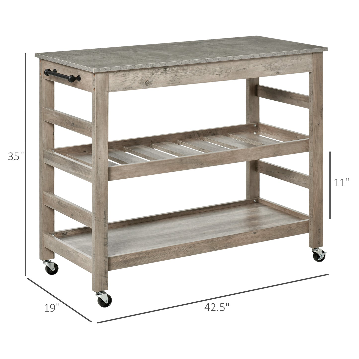 Kitchen Cart, Rolling Island Utility Trolley with Stainless Steel Top