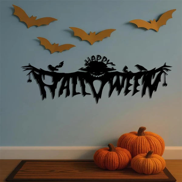 Gothic Halloween Metal Wall Art Decor - Spooky Indoor Accent