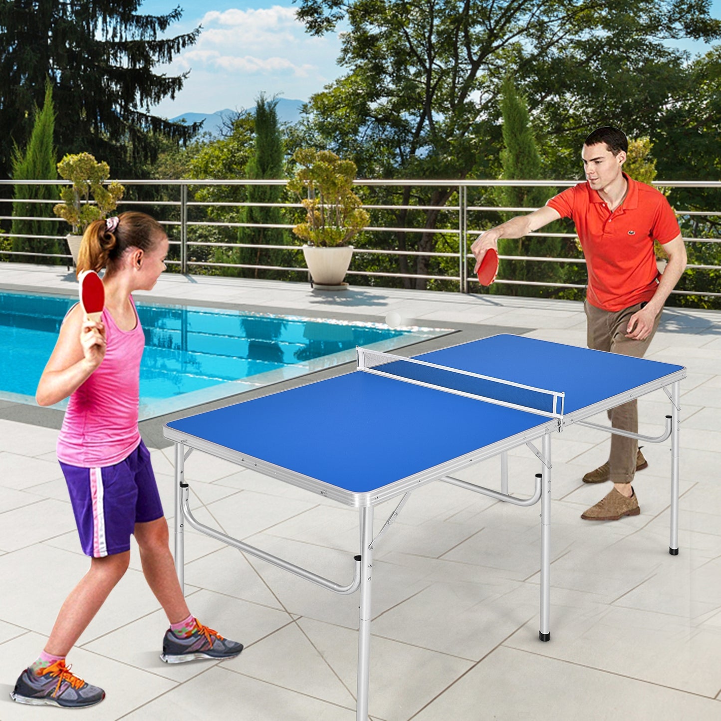 60-Inch Portable Folding Ping Pong Table with Accessories