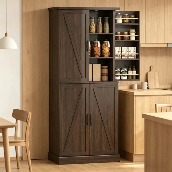 Rustic Barn Style Storage Cabinet With Adjustable Shelves 29.9 Inches