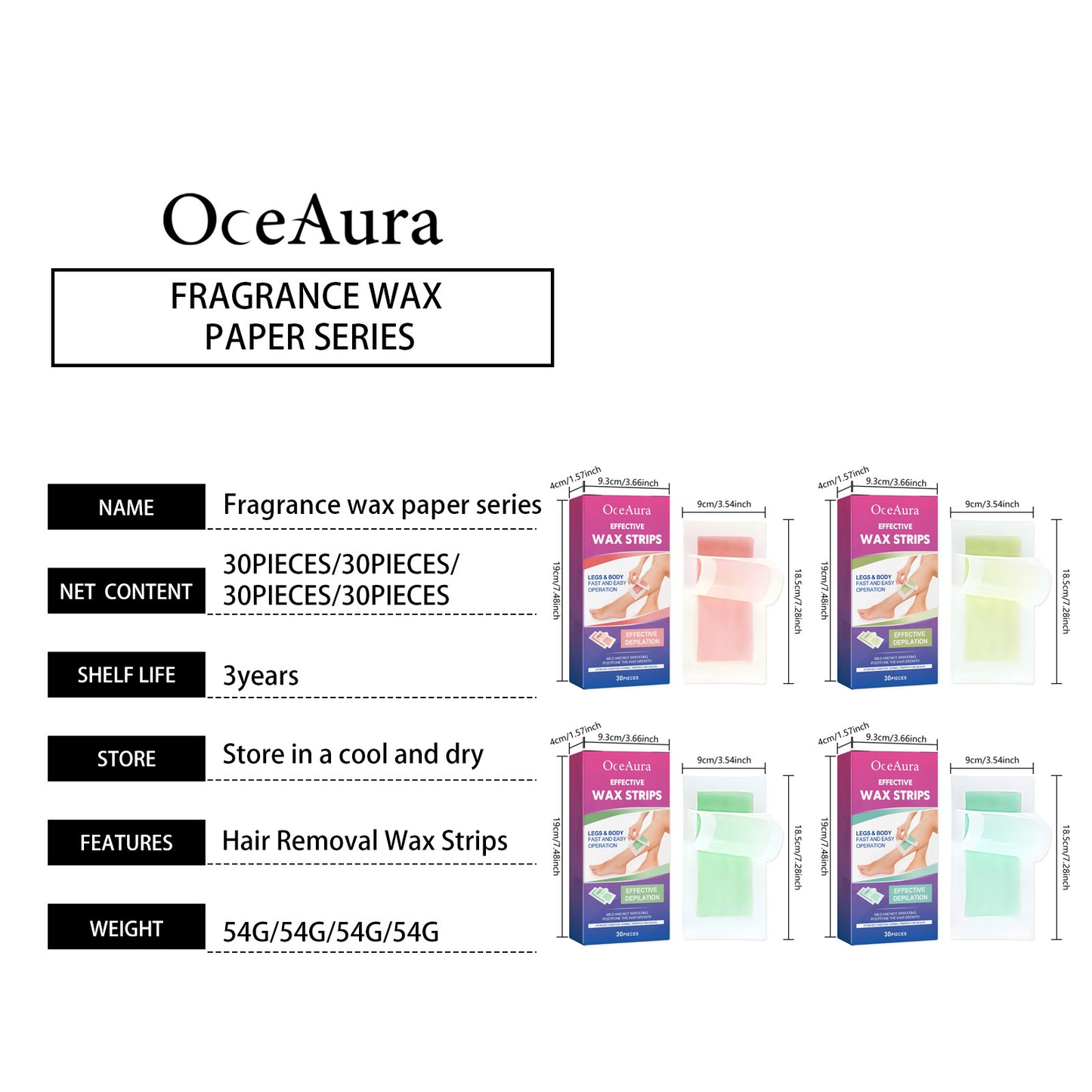 Aloe Scented Hair Removal Wax Paper - 30 Strips for Body Care