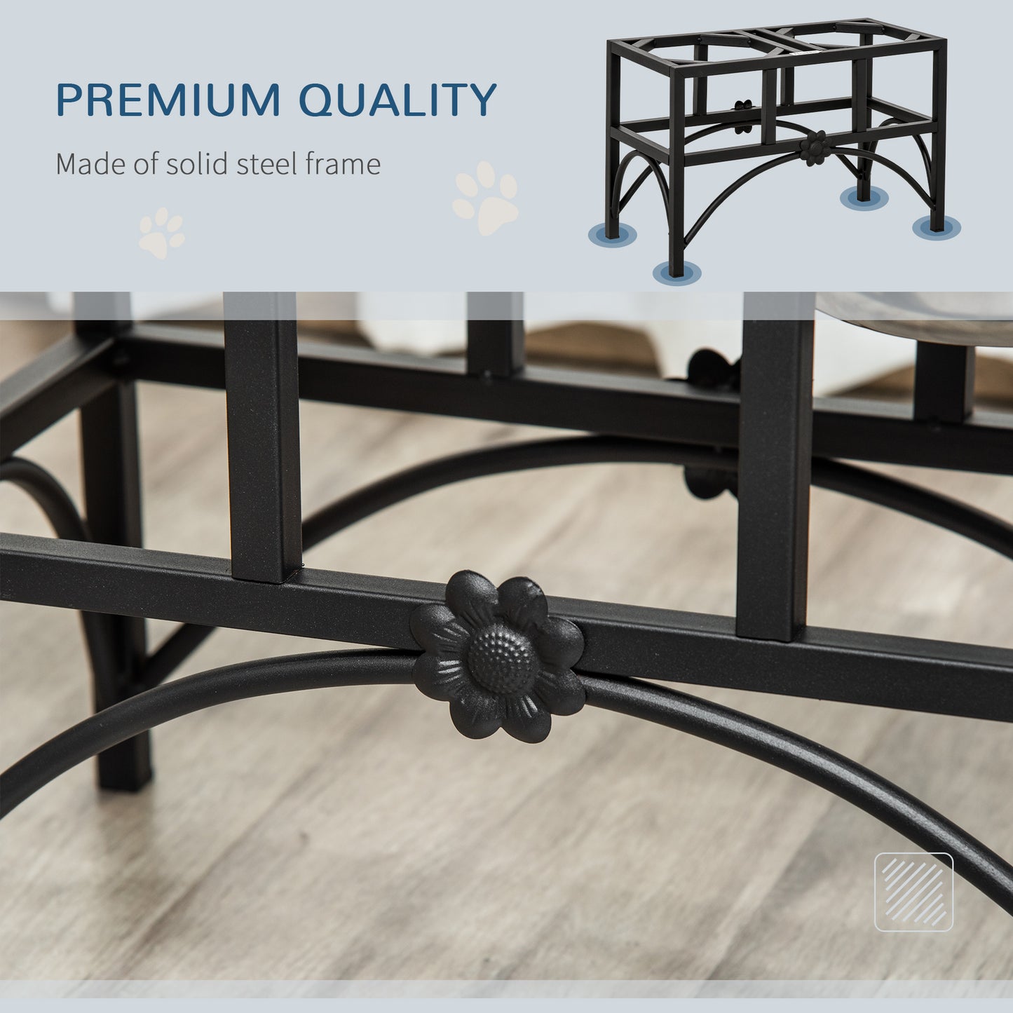 17-Inch Double Stainless Steel Elevated Dog Food Bowl Stand - Heavy Duty Pet Feeding Station