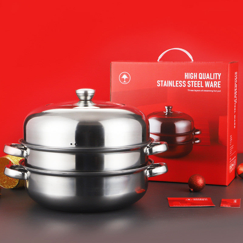 Stainless Steel Steamer Set for Cooking | 28cm Multi-Layer Hot Pot