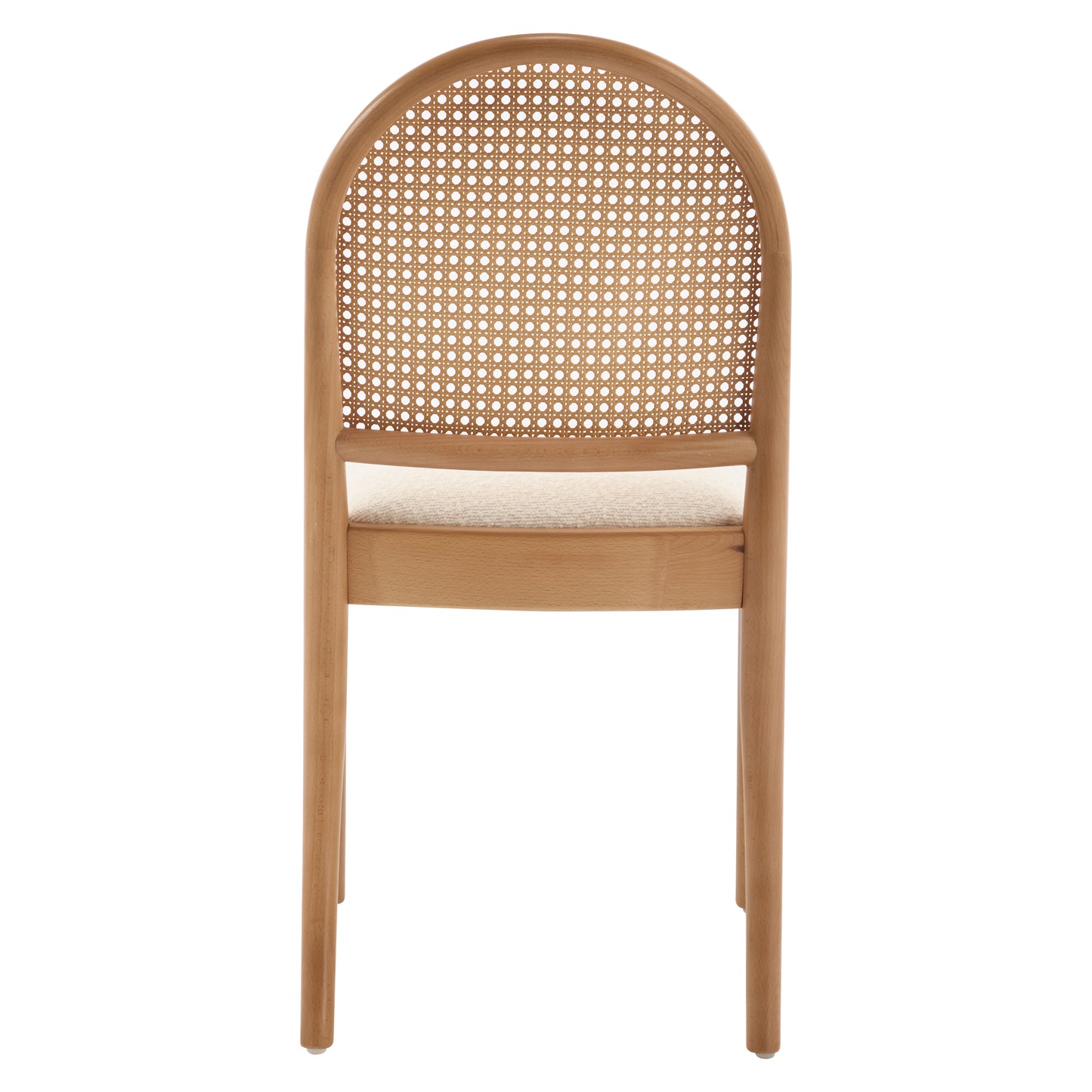 Beige Rattan Dining Chairs Set of 2 - Upholstered Kitchen Seating