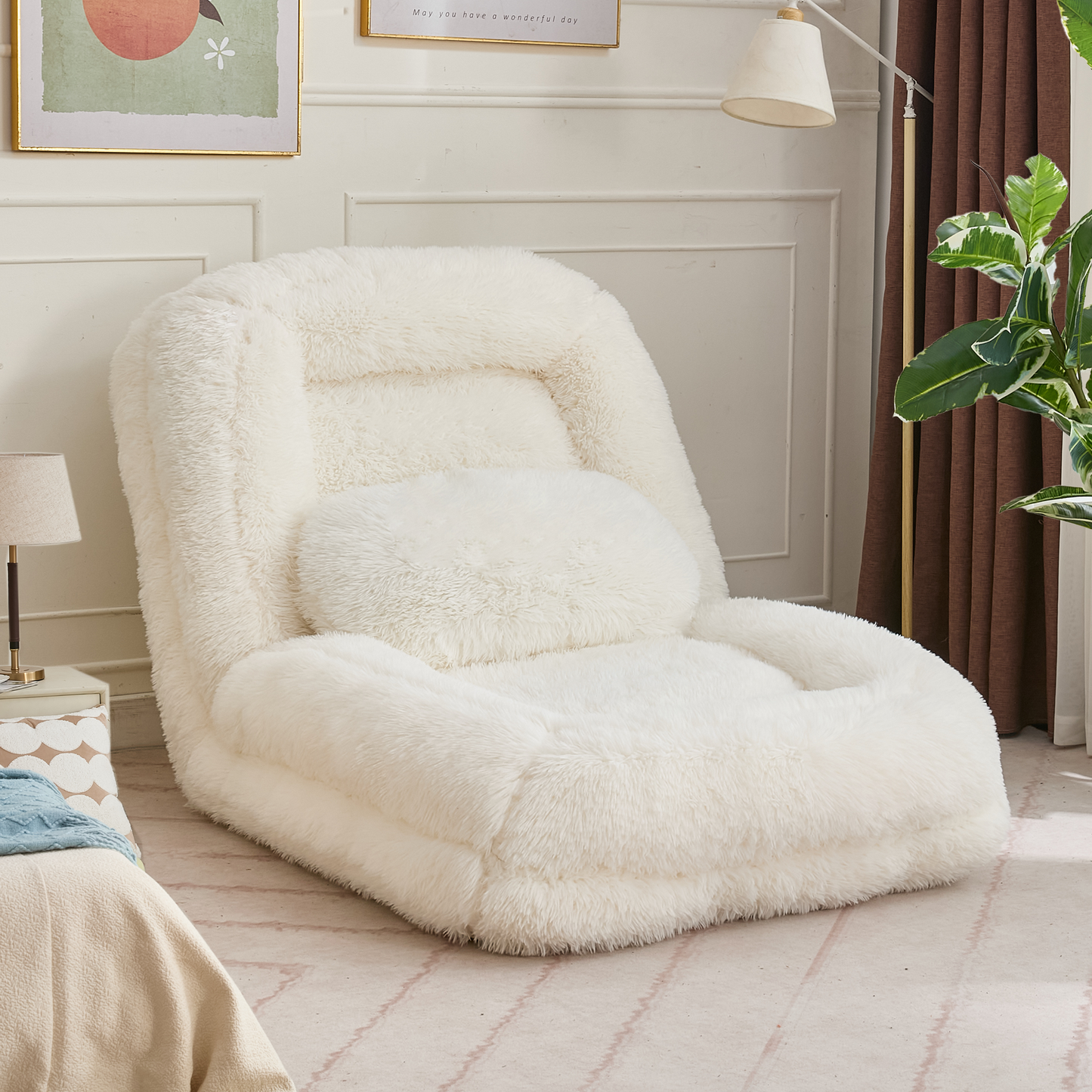 5-Position Adjustable Human Dog Bed & Lazy Sofa - Beige
