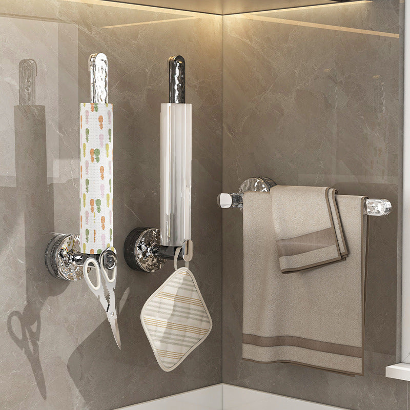 Wall-Mounted Storage Shelf with Strong Adhesive No Drilling Needed - Clear Silver/Gray