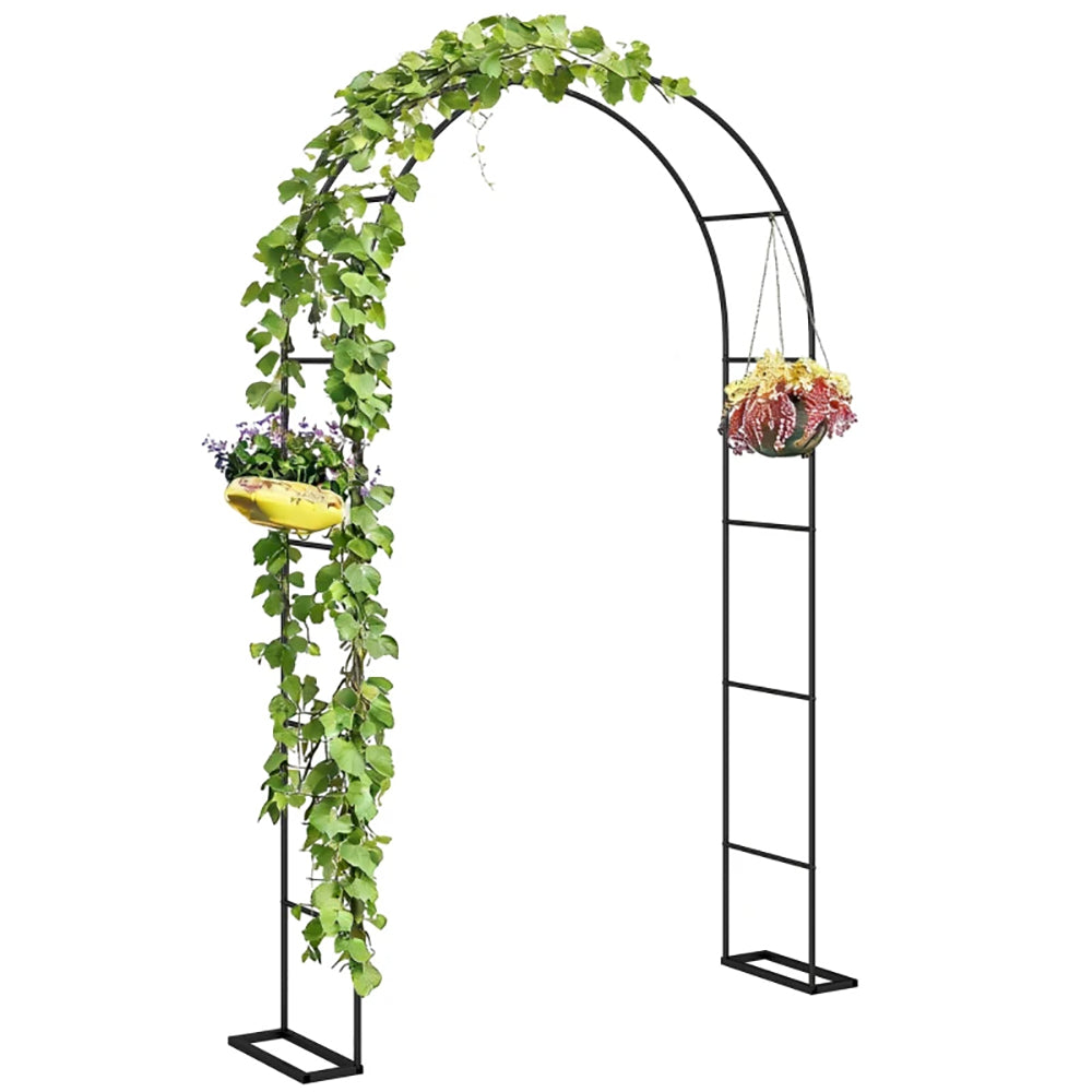 8 Ft Steel Garden Arch - Modern Wedding Arbor with Stable Base