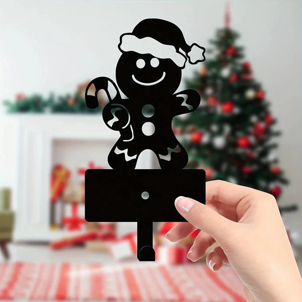 Gingerbread Man Metal Key Hooks - Christmas Wall Decor (2 Pcs)