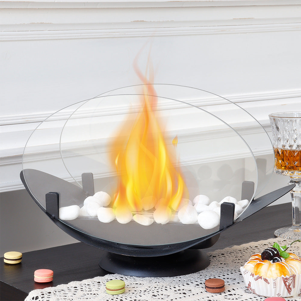 Portable Tabletop Fireplace - Stylish Glass Fire Bowl for Indoor & Outdoor Use