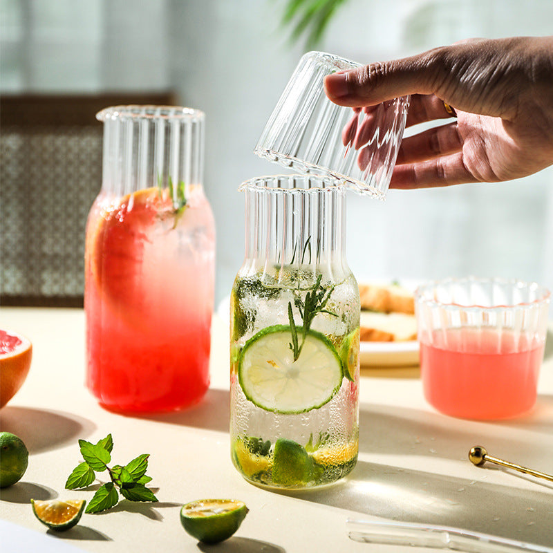 Glass Water Pitcher Set with Cups - Modern Household Drink Dispenser