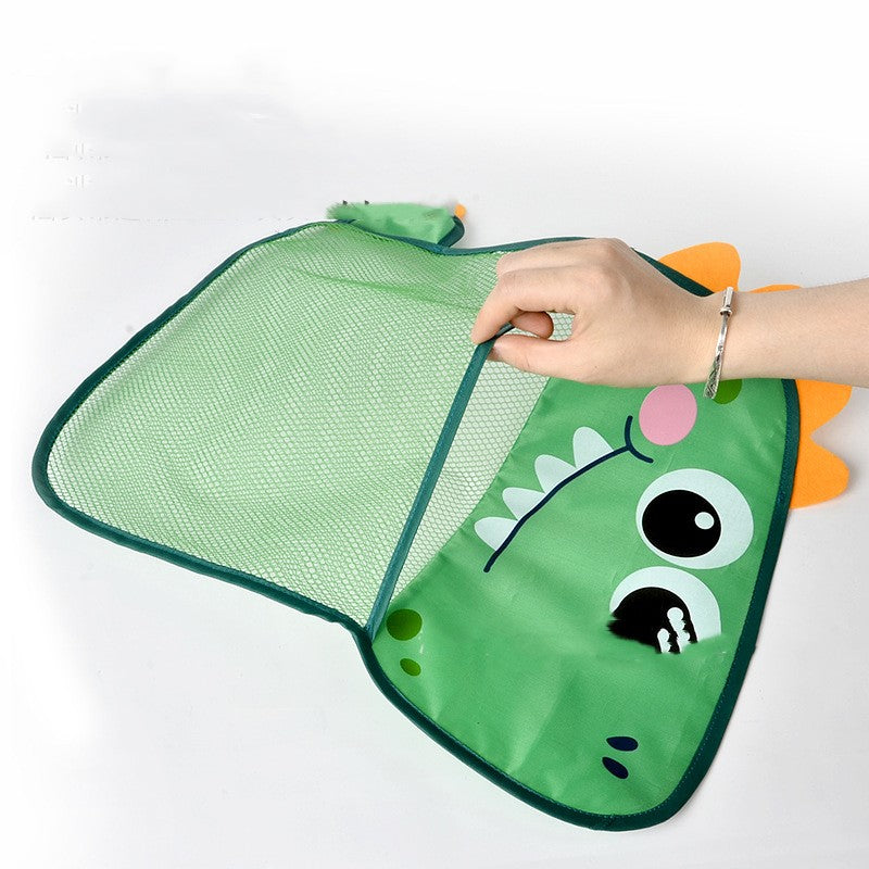 Waterproof Dinosaur Mesh Storage Bag for Bathroom with Suction Cup - Cartoon Baby Organizer
