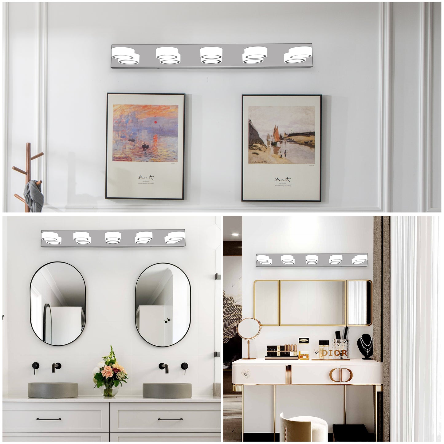 Modern 5-Light LED Vanity Light Fixture - Chrome Finish