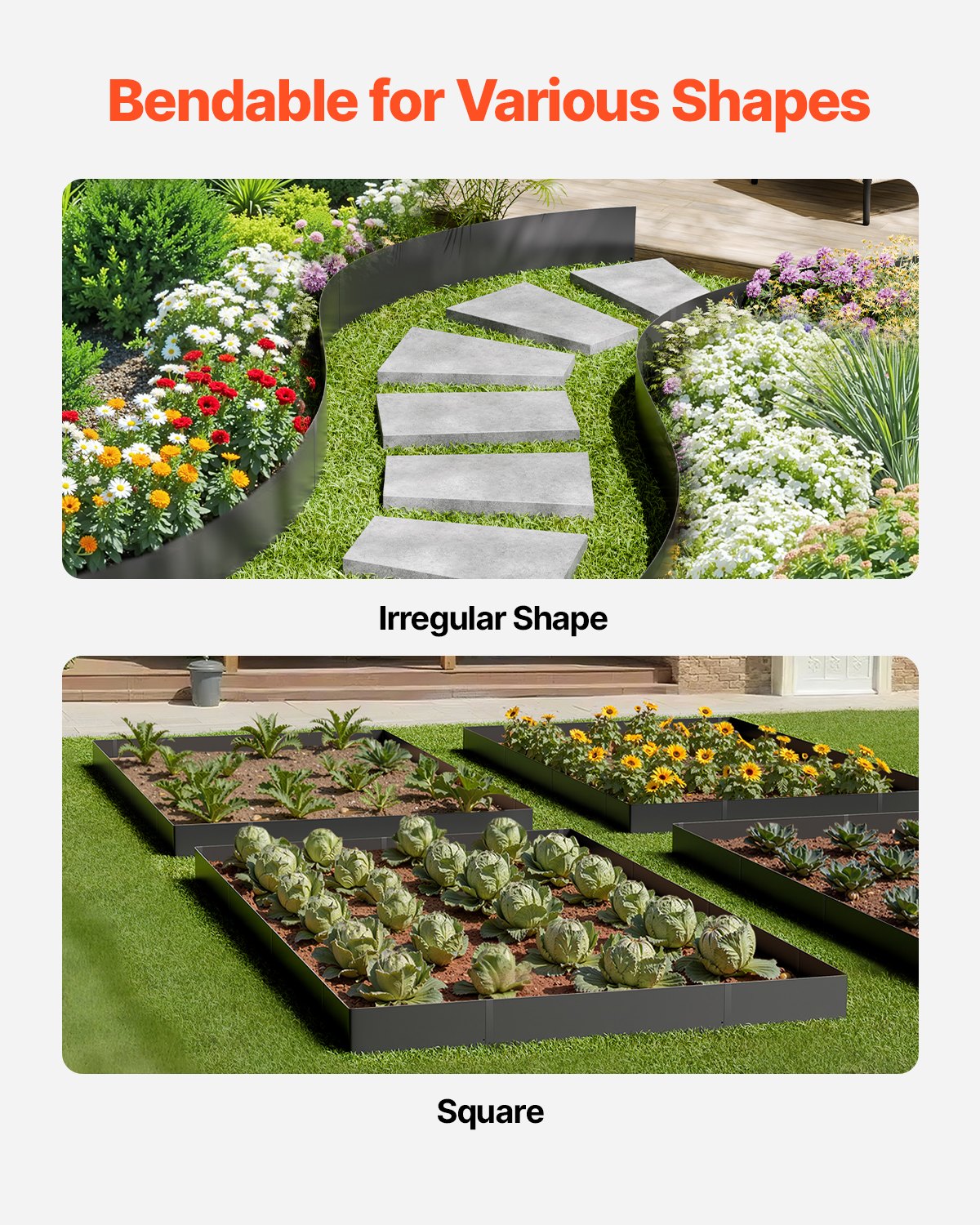 Rust-Resistant Galvanized Steel Garden Edging 4 Pack - Flexible Landscape Border