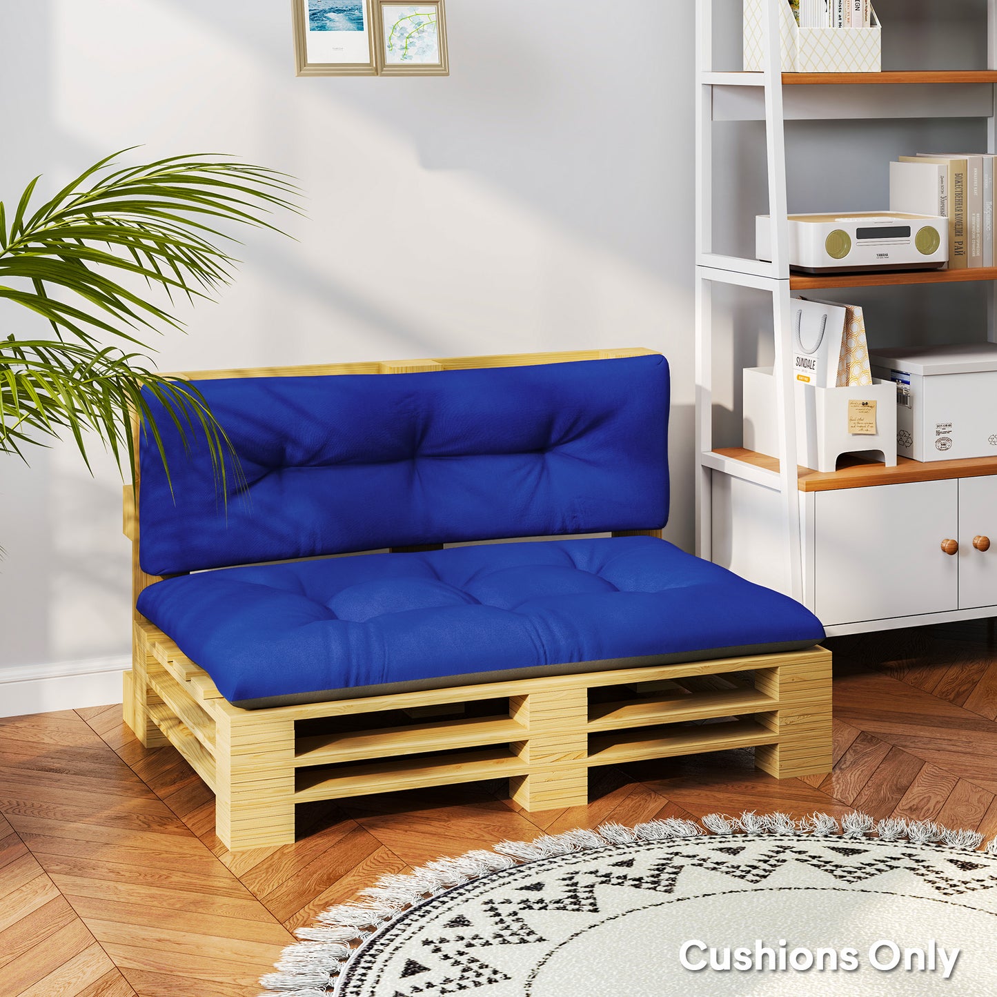 Outdoor Pallet Cushions Set - Tufted 3.9" Thick, Navy Blue