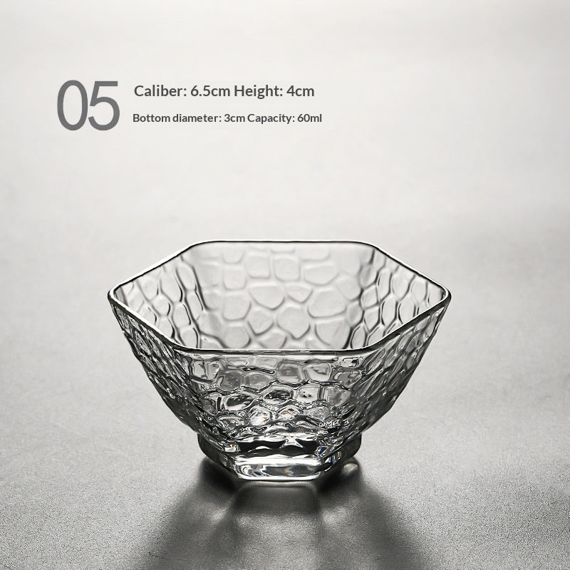 Tea-Boiling Glass Teacup with Kung Fu Style, Small Transparent Drinking Cup
