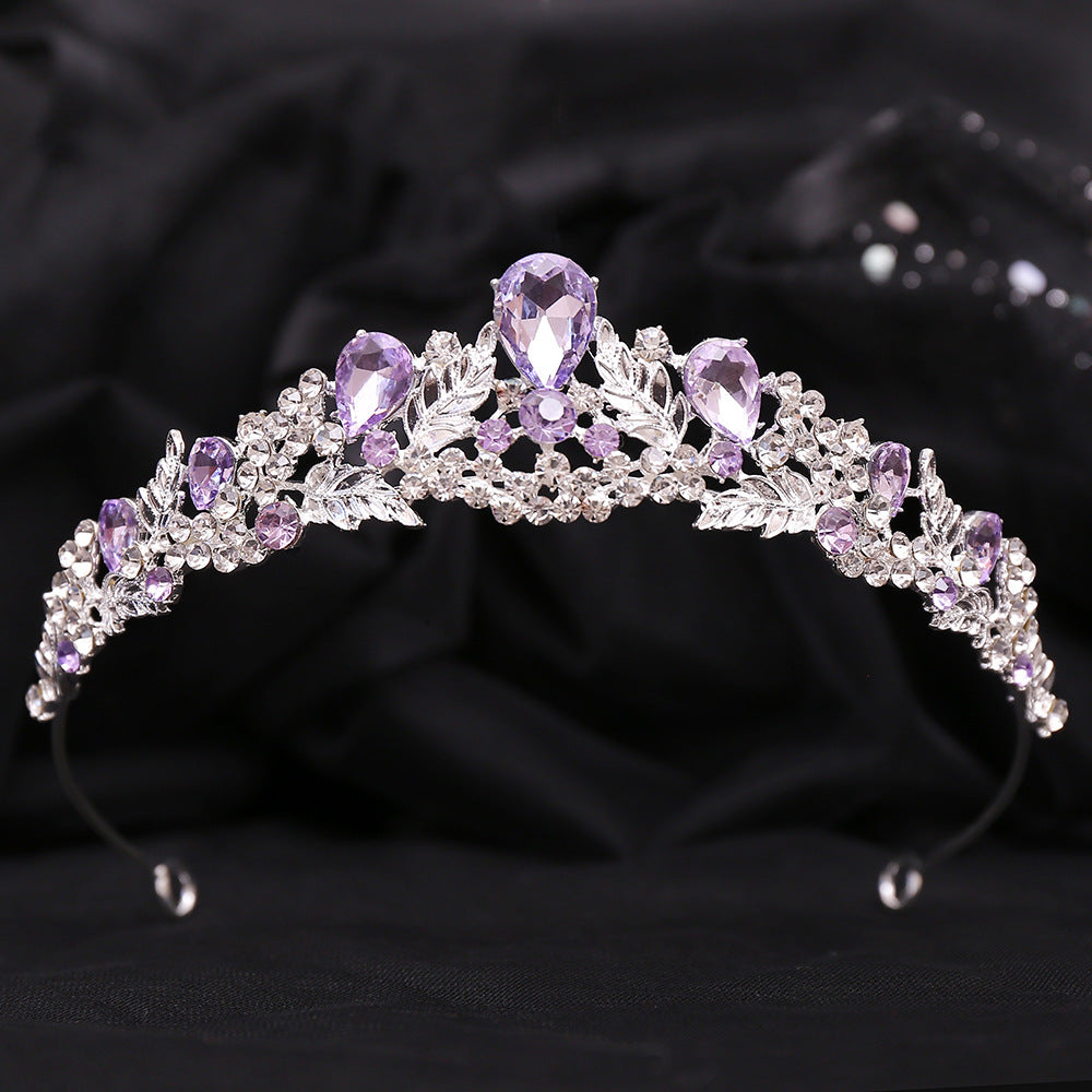 Bridal Rhinestone Tiara with Leaf Design