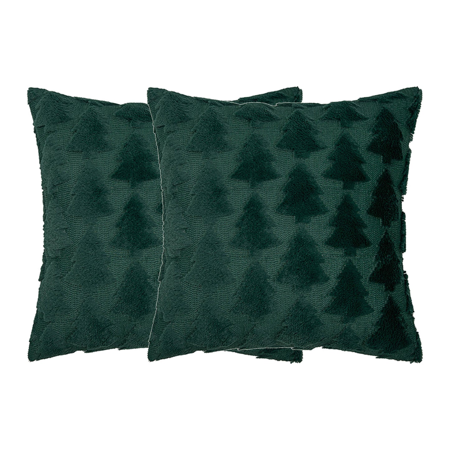 2pcs Xmas Tree Throw Pillow Covers Dark Green Decorative Soft