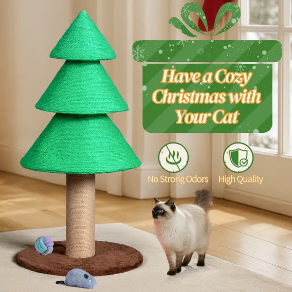Large Christmas Tree Cat Scratcher Tower - Indoor Climbing & Scratching Post